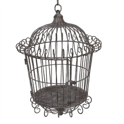 Clayre & Eef Bird Cage Decoration Ø 36x47 cm Brown Grey Iron