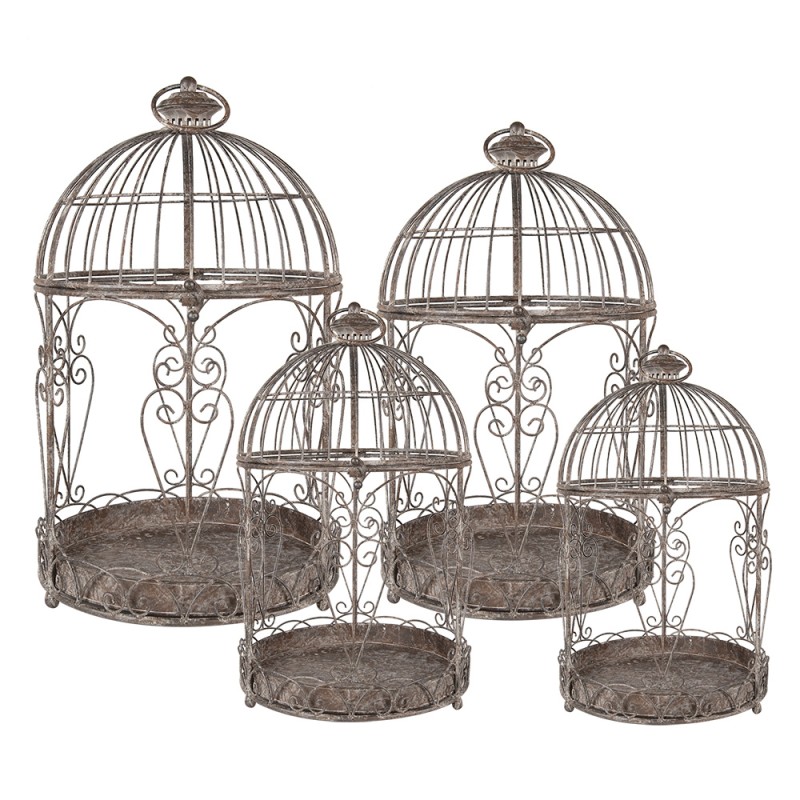 Clayre & Eef Décoration de cage set de 4 Marron Fer