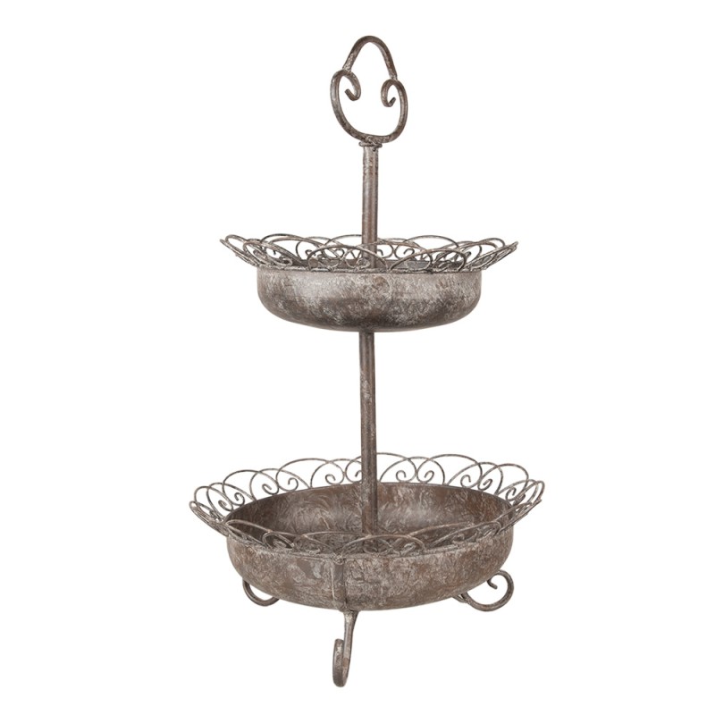 Clayre & Eef 2-stöckige Etagere Ø 37x61 cm Braun Eisen