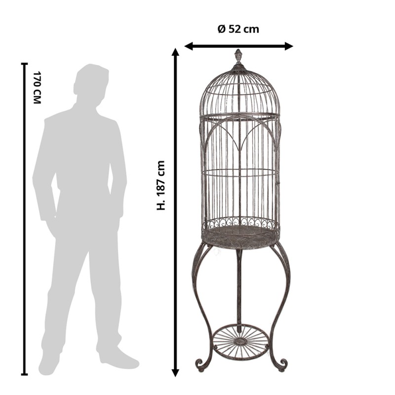 Clayre & Eef Vogelkäfig Dekoration Ø 52x187 cm Braun Eisen