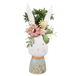 Clayre & Eef Blumentopf Kaninchen 62 cm Weiß Eisen