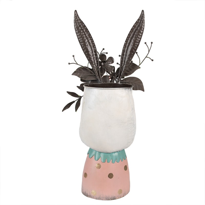 Clayre & Eef Pot de fleurs Lapin 62 cm Blanc Fer