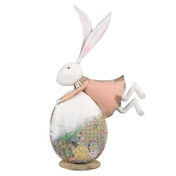 Clayre & Eef Figurine décorative Lapin 56 cm Blanc Fer