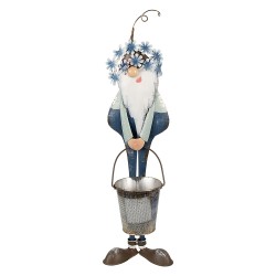 Clayre & Eef Dekorationsfigur Zwerg 67 cm Blau Weiß Eisen