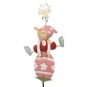 Clayre & Eef Garden Stake Gnome 24x7x84 cm Pink Iron