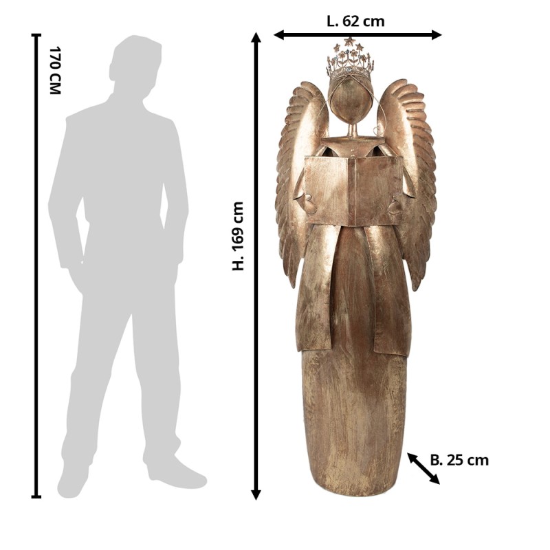 Clayre & Eef Weihnachtsdekoration Engel 62x25x169 cm Goldfarbig Eisen