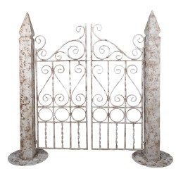 Clayre & Eef Porte de jardin 163x40x157 cm Blanc Marron Fer