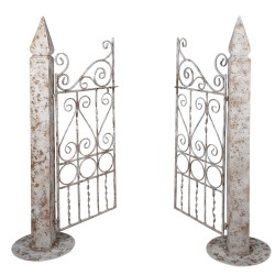 Clayre & Eef Garden gate 163x40x157 cm White Brown Iron