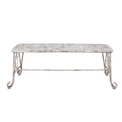 Clayre & Eef Garden Bench 117x37x42 cm White Brown Iron