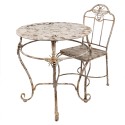 Clayre & Eef Table de bistrot Ø 69x76 cm Blanc Marron Fer