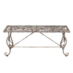 Clayre & Eef Garden Bench 105x35x44 cm White Brown Iron