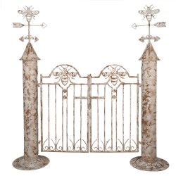 Clayre & Eef Porte de jardin 164x40x172 cm Blanc Marron Fer