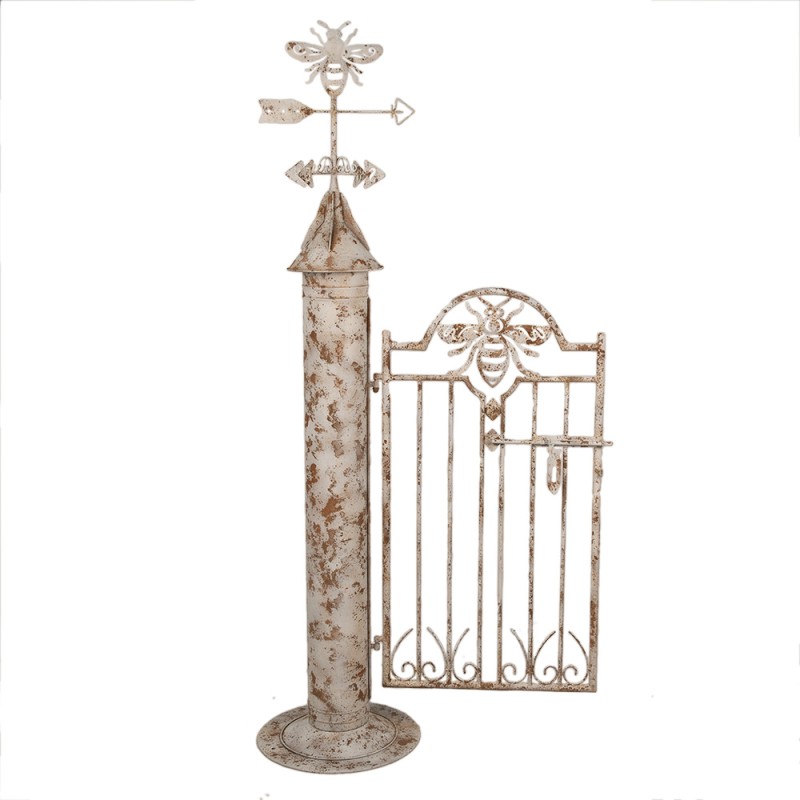 Clayre & Eef Porte de jardin 164x40x172 cm Blanc Marron Fer