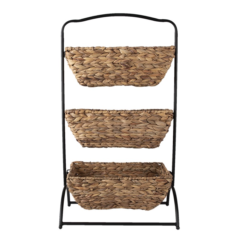 Clayre & Eef Basket Rack 39x27x70 cm Brown Black Seagrass