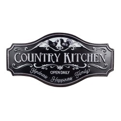 Clayre & Eef Wanddecoratie  60x30 cm Zwart Ijzer Kippen Country kitchen