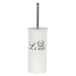 Clayre & Eef Toilet Brush with Holder Ø 11x24 cm White Ceramic Round