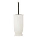 Clayre & Eef Spazzolino per WC con supporto Ø 11x24 cm Bianco Ceramica Rotondo