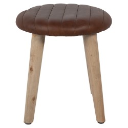 Clayre & Eef Tabouret 36x36x40 cm Marron Cuir Bois