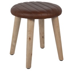 Clayre & Eef Tabouret 36x36x40 cm Marron Cuir Bois