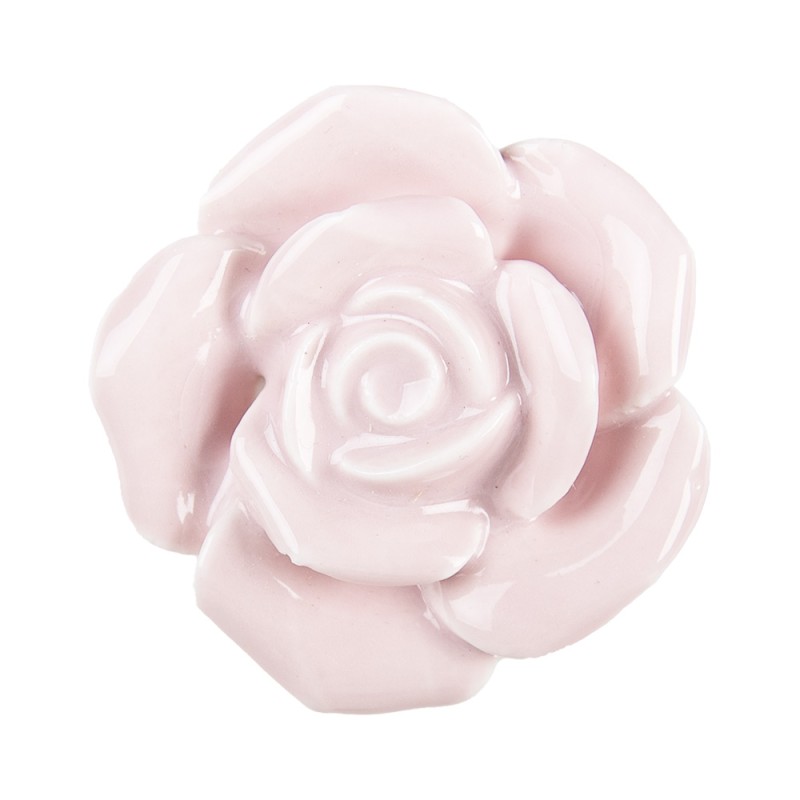 Clayre & Eef Poignée de porte Ø 4.5 cm Rose Céramique