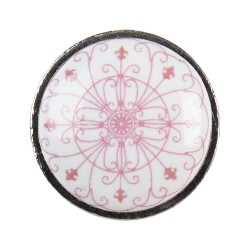 Clayre & Eef Poignée de porte Ø 3 cm Rose Céramique Rond