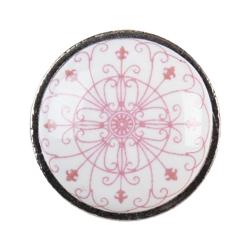 Clayre & Eef Poignée de porte Ø 3 cm Rose Céramique Rond