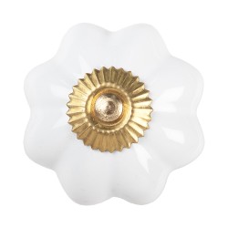 Clayre & Eef Pomello Ø 5 cm Bianco Color oro Ceramica