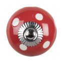 Clayre & Eef Door Knob Ø 4 cm Red White Ceramic Round