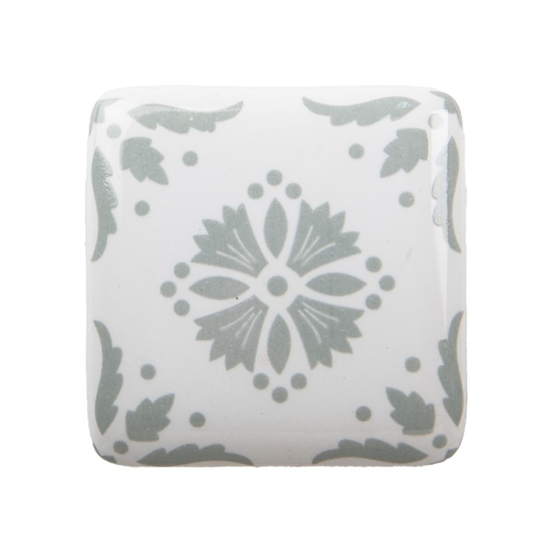 Clayre & Eef Pomello 3 cm Bianco Grigio  Ceramica Quadrato