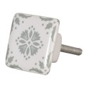 Clayre & Eef Pomello 3 cm Bianco Grigio  Ceramica Quadrato