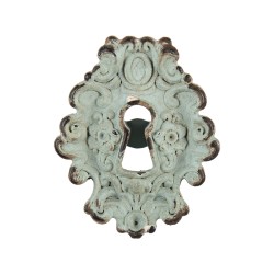 Clayre & Eef Poignée de porte 5x4x7 cm Vert Marron Métal Ovale Fleurs