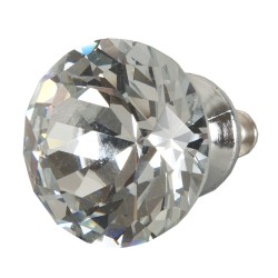 Clayre & Eef Deurknop  Ø 3 cm Transparant Ijzer Glas Rond Diamant