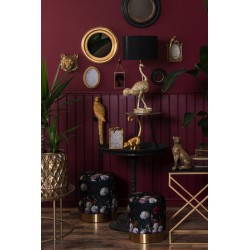 Clayre & Eef Miroir Ø 34 cm Noir Cuir artificiel Rond