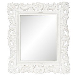 Clayre & Eef Mirror 31x36 cm White Artificial Leather Rectangle