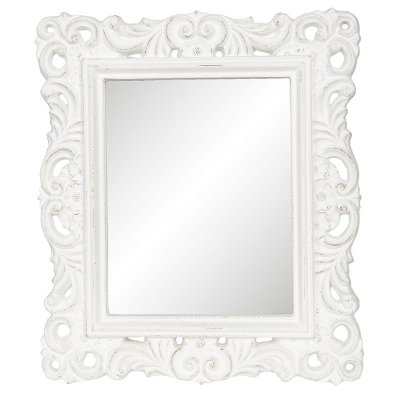 Clayre & Eef Miroir 31x36 cm Blanc Cuir artificiel Rectangle