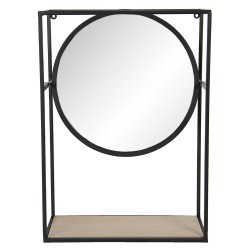 Clayre & Eef Miroir 36x50 cm Noir Fer Bois Rectangle