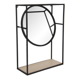 Clayre & Eef Miroir 36x50 cm Noir Fer Bois Rectangle