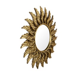 Clayre & Eef Mirror Ø 47 cm Gold colored Plastic Round Wings