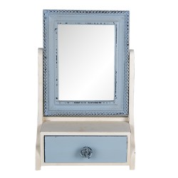 Clayre & Eef Miroir sur pied 25x38 cm Bleu MDF Verre