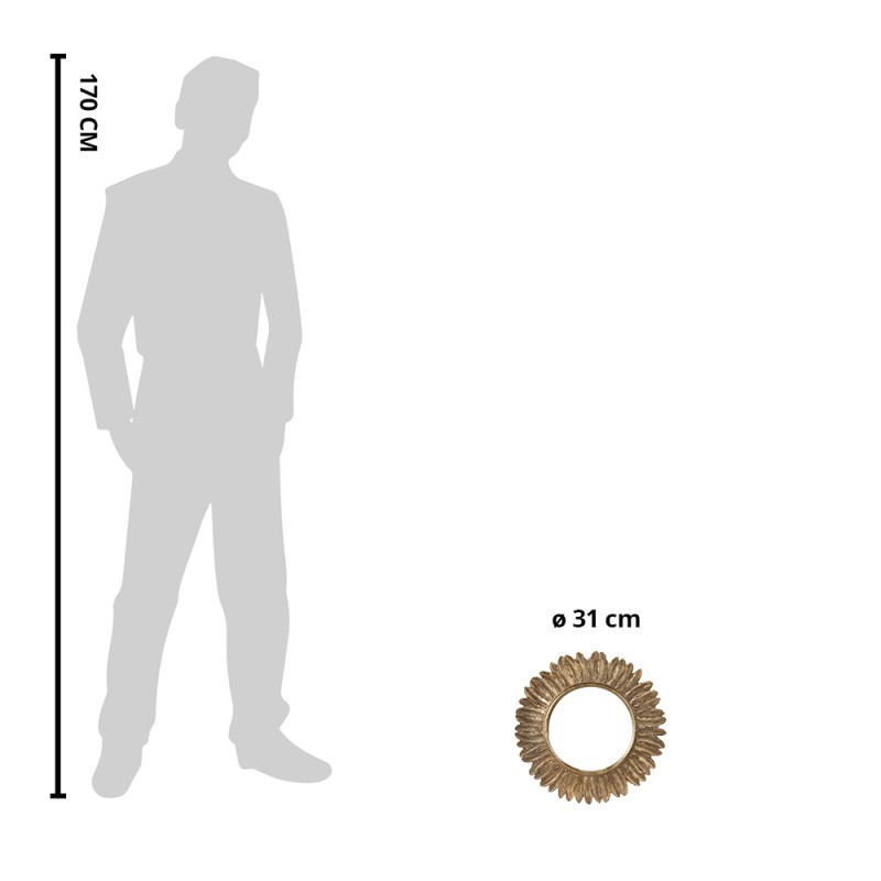 Clayre & Eef Spiegel  Ø 31 cm Goudkleurig Kunststof