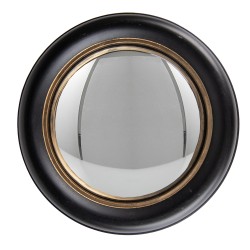 Clayre & Eef Miroir Ø 27 cm Noir Couleur or Bois Verre Rond