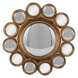 Clayre & Eef Miroir à bulles Ø 45 cm Couleur or Plastique Verre Rond