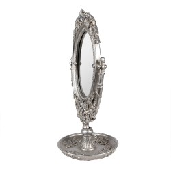 Clayre & Eef Tischspiegel 17x13x30 cm Silberfarbig Kunststoff Glas Oval