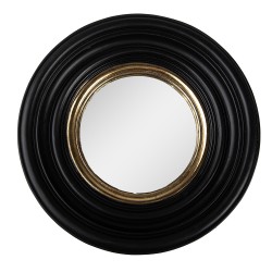 Clayre & Eef Mirror  Ø 25 cm Black Plastic Glass Round