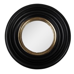 Clayre & Eef Miroir  Ø 25 cm Noir Plastique Verre Rond