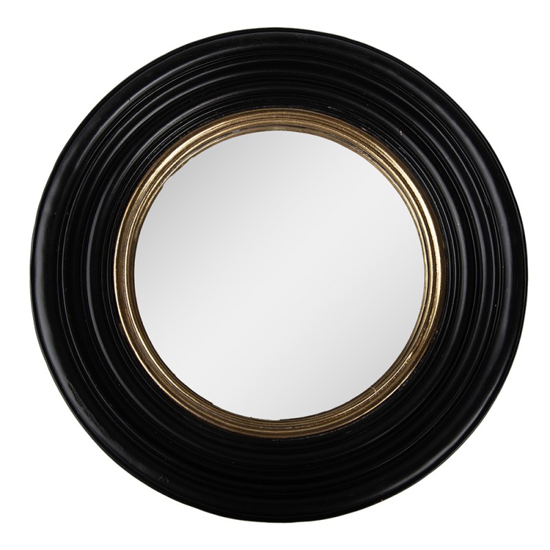 Clayre & Eef Miroir Ø 31 cm Noir Plastique Verre Rond