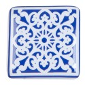 Clayre & Eef Door Knob 3x2x3 cm Blue White Ceramic Square