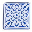 Clayre & Eef Türknauf 3x2x3 cm Blau Weiß Keramik Quadrat