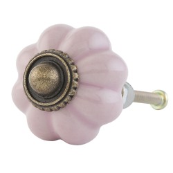 Clayre & Eef Poignée de porte Ø 3 cm Rose Céramique