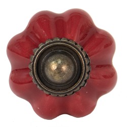 Clayre & Eef Door Knob Ø 3 cm Red Ceramic